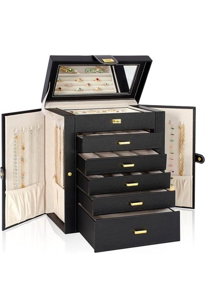 AKOZLIN 360° Rotating Jewelry Box 6-Tier Organizer Functional 360° Rotating J...