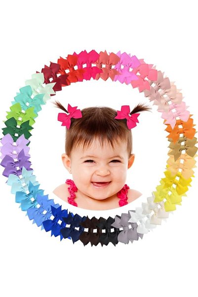 ALinmo Baby Hair Clips 60PCS - 2" Fully Lined Tiny Hair Bows Alligator Clips ...