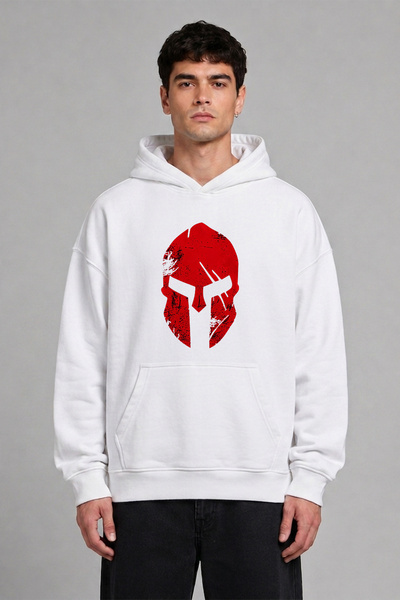 VSRN Φούτερ με λευκή κουκούλα με σχέδιο Warrior Mask, με προεκτυπωμένο σχέδιο...