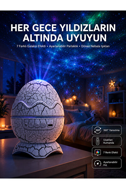 Lisinya Egg-Shaped Table and Night Light Color Changing Projector -