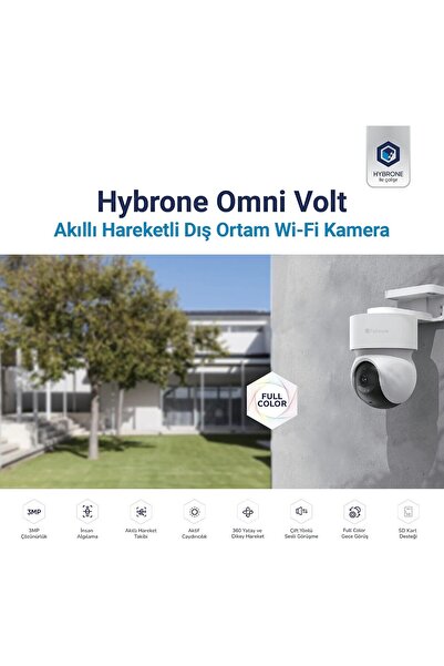 Omni Volt Dış Ortam Wi-Fi Akıllı Kamera, Renkli Gece Görüşü, 360 Derece Görüntüleme, İnsan Algılama,