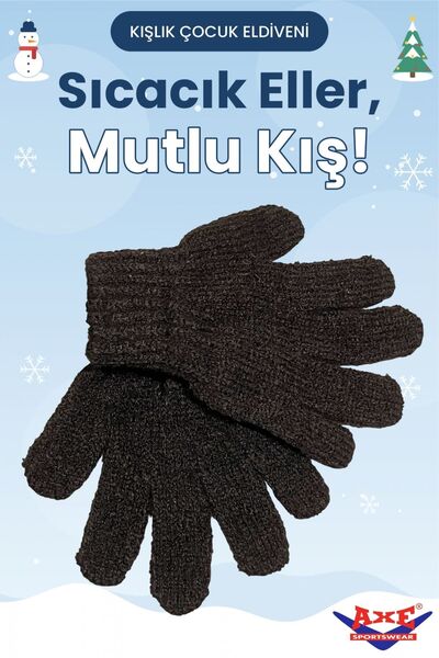 AXE SPORTSWEAR Children's Winter Gloves Brown Soft Textured Wool Lycra Knitwe...