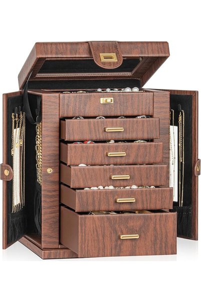 AKOZLIN 360° Rotating Jewelry Box 6-Tier Organizer Functional 360° Rotating J...