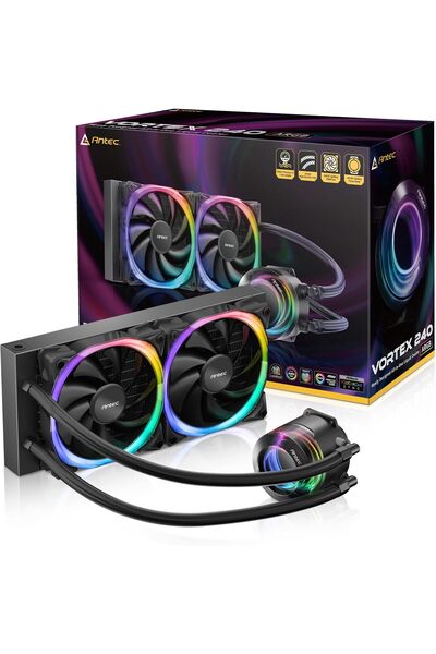 DY Vortex 240 ARGB 240mm AIO Sıvı İşlemci Soğutucu, 2x120mm Fusion PWM ARGB Fan, Intel/AMD, Siyah
