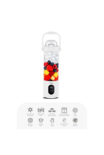 ŞARJLI TAŞINABİLİR SMOOTHİE BLENDER 700MLBUZ KIRMA - ÇELİK BIÇAK MANYETİK ŞARJ 150W 4500mAh SHB-7504