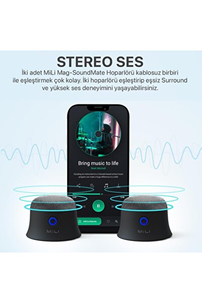 ART3 Mag-Soundmate MagSafe Uyumlu Mini Taşınabilir Bluetooth Hoparlör Beyaz