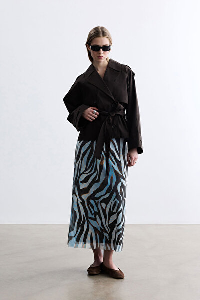 BE BLUE FUSTĂ DE TUL CU MODEL ZEBRA ALBASTRĂ