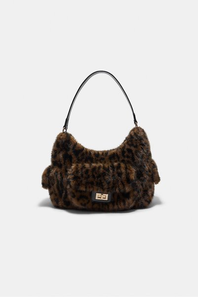 Stradivarius Suni kürk cepli omuz çantası