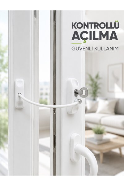 ucuzteknom White Wired Window Lock with Key Security System Child Protection ...
