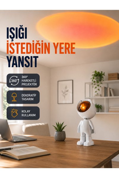 Eco Lounge Dekoratif Gün Batımı Işığı – Astronot Figürlü Yeni Nesil