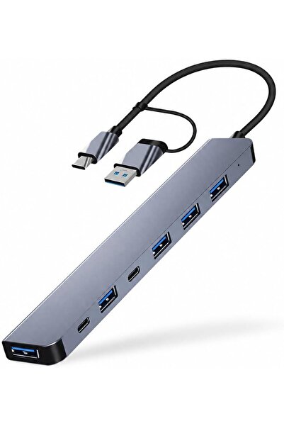 TinyBox HP-B03 5-in-1 USB 3.0 HUB – 5 Portlu Çoklayıcı + Type-C ve USB-A Girişli + Alüminyum Gövde