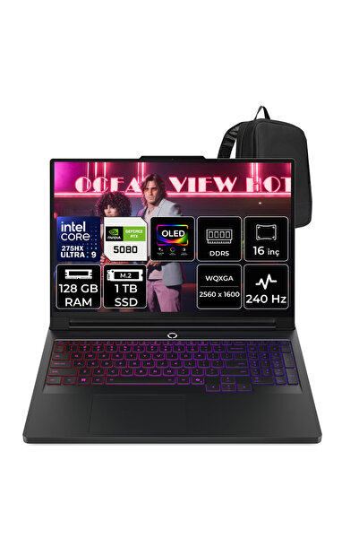 Legion Pro 7 16IAX10H Intel Core Ultra 9 275HX RTX 5080 16GB 175W 128GB RAM 1TB SSD 16" WQXGA (2560x1600) OLED 240Hz FreeDOS 83F500GGTRP357 Gaming Laptop + PER4 Çanta