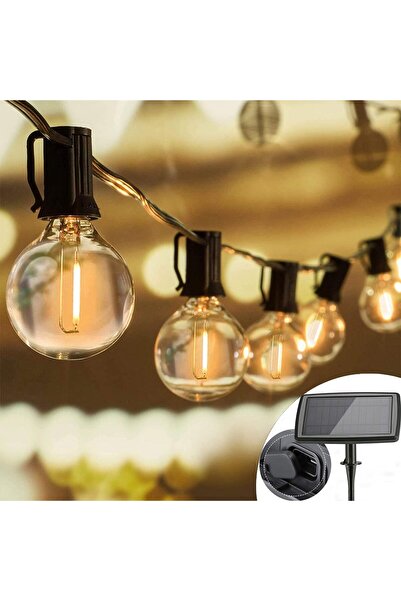JOOMER Външна соларна гирлянда G40, 18.3м, 27 LED крушки, топло бяла, 4 режим...