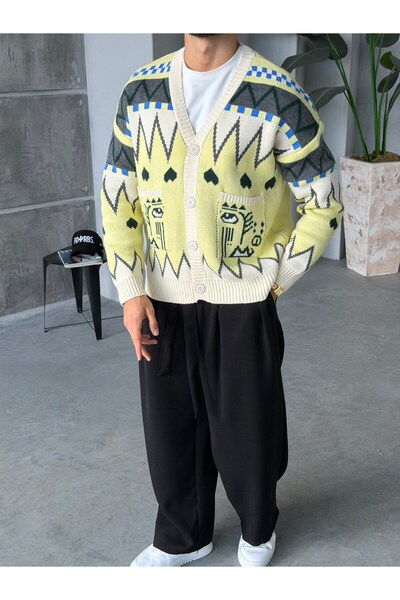 FO4RBS Ethnic Pattern Pocketed Knitted Cardigan t