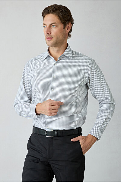 Kiğılı Long Sleeve Regular Fit Plaid Cotton Easy-Iron Classic Shirt