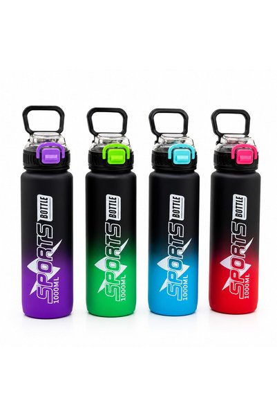 DY Double Color Plastic Sports Water Bottle with Straw and Handle 1000ml Any ...