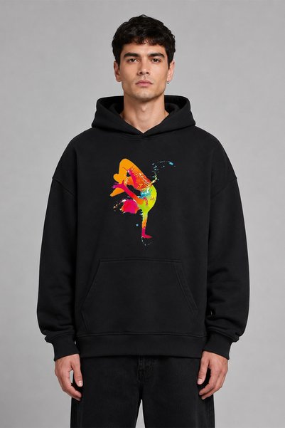VSRN Ballerina 10 Design Pre-Printed Oversize Black Hooded Sweatshirt