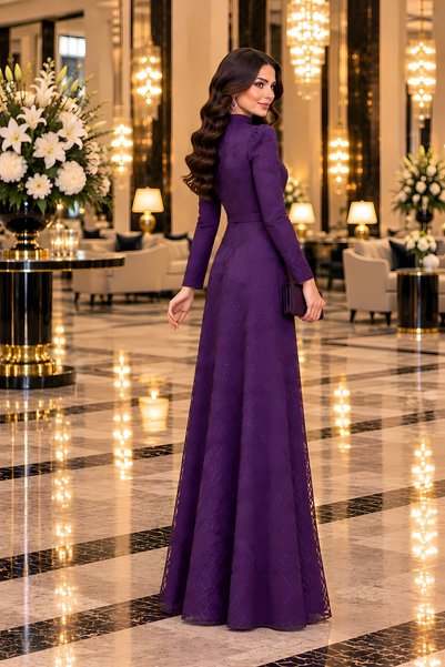 TesettürButik Rochie de seară cu paiete Asya Pul