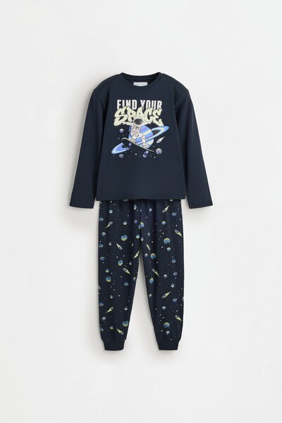 LEFTIES ERKEK ÇOCUK Karanlıkta parlayan uzun pijama takımı