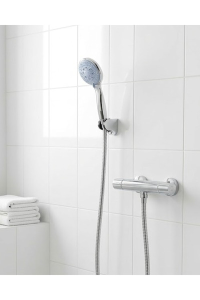 ucuzteknom 4-Stage Blue Shower Set with Hand Shower Head, Spiral Hose and Wal...