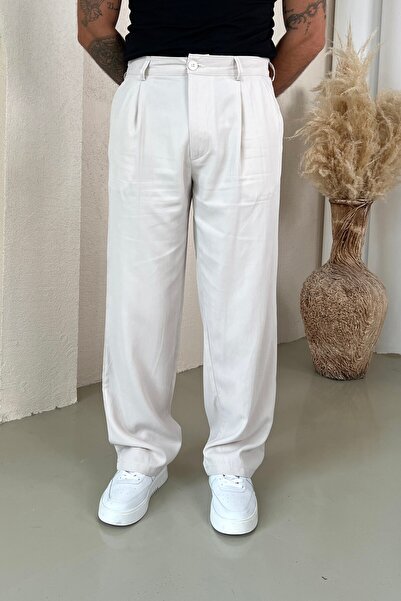 OUTFİT MAN Pantaloni largi din modal, lavabili, crem