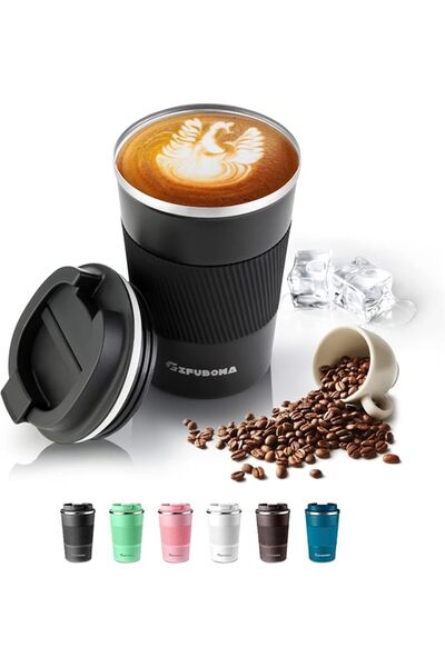 GIFUBOWA Insulated Coffee Travel Mug 13 Oz Reusable Coffee Cup 2 Pack Stainle...