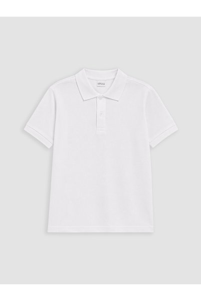 LC Waikiki White Polo Collar Boys' Pique T-Shirt