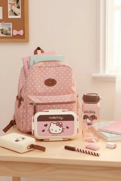 SANRIO Lisanslı Hello Kitty Chocolate Serisi Yemek Kutusu ve Su Şişesi Seti 1...