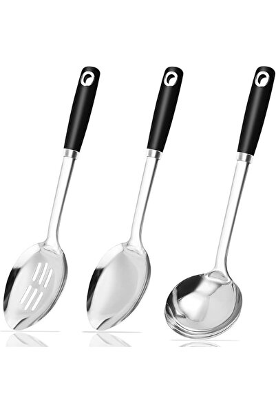 Paporich 14-in Cooking Spoons Set, 3-Piece Heavy Duty Stainless Steel Large S...