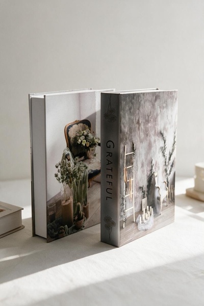 DekorKutum Grateful Design Vintage Decorative Book Box Storage Box Home and O...