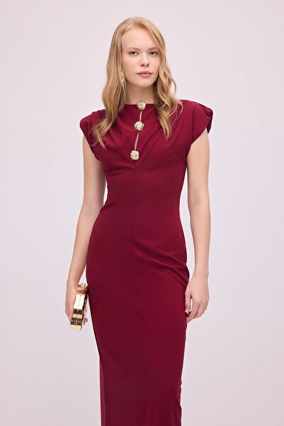 Touché Privé Draped Dress with Gold Button Detail
