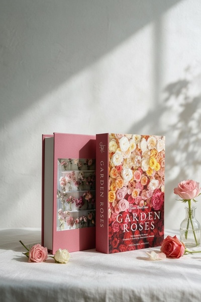 DekorKutum Botanical & Romantic Concept "Garden Roses" Book Box Storage Box H...