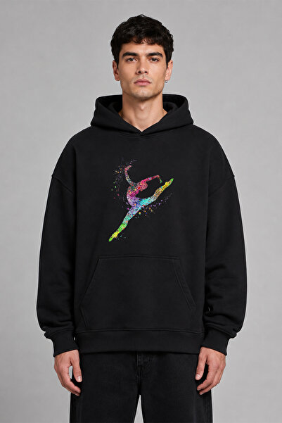 VSRN Φούτερ με κουκούλα Ballerina 3 Design, Μαύρο, Υπερμεγέθες, με Προ-εκτυπω...