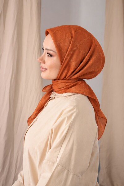 Valentino Orlandi Valen011 Sıena Jacquard Scarf Orange 90 X 90