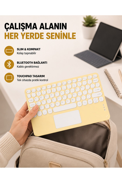 Lisinya Kablosuz Bluetooth Klavye – Slim Taşınabilir Tasarım -