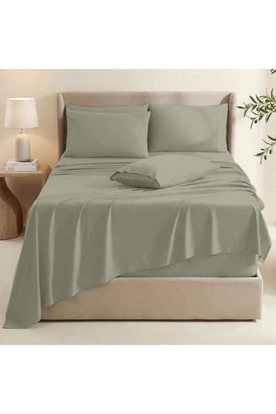 Hearth & Harbor Extra Deep Pocket King Size Sheets Set - Fits Mattress 18-24 Inches Deep - 6 Piece G