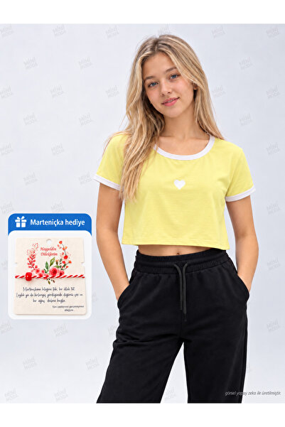 Minimoda Kids Devojčica majica kratkih rukava sa kontrastnim ovratnikom i ruk...