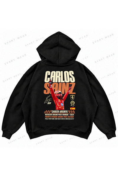 SVART WEAR Hanorac cu glugă Carlos Sainz F1, imprimat, supradimensionat, cu c...