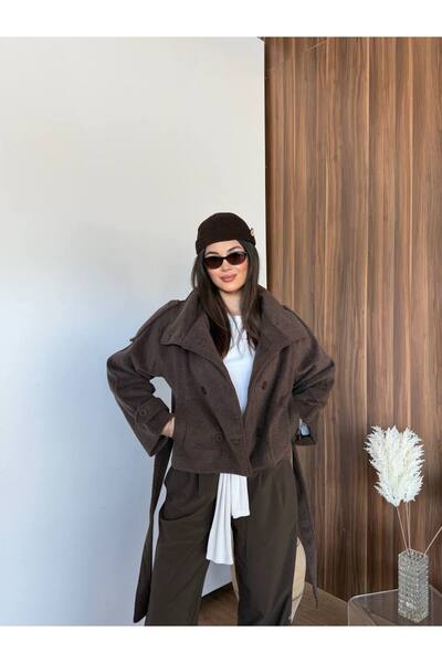 Friday Mood Tie-Necked Stand Collar Cashmere Coat