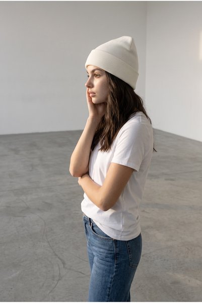 pırıltı fashıon and stone tekstil, hazır giyim White Premium Double Layer Tok Duruşlu Unisex Winter Beanie