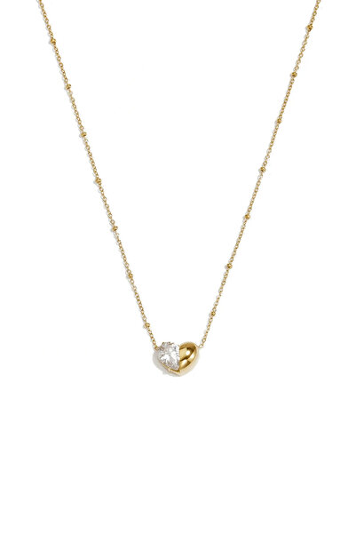 OEM Colier Heart Harmony, din oțel inoxidabil, cu crystal și zircon