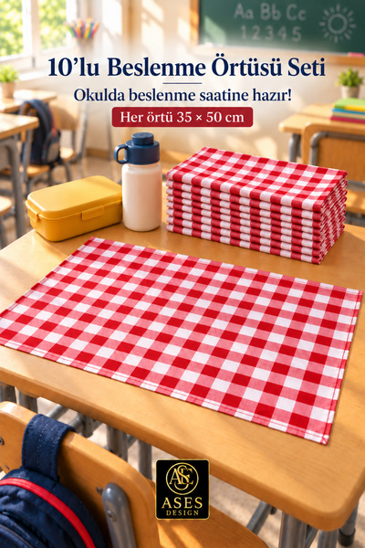 Ases Design 10-dijelna periva navlaka za hranu 35x50 cm crveno-bela karirana ...