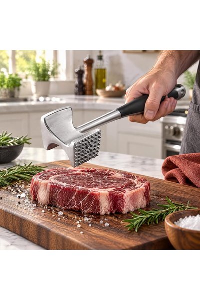CozyNook Meat Tenderizer Hammer, Double-Sided Steak Pounder with Non-Slip Grip