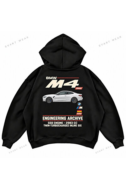 SVART WEAR Bmw M4 G82 Graphic Printed Oversize Boxy Hooded Sweatshirt
