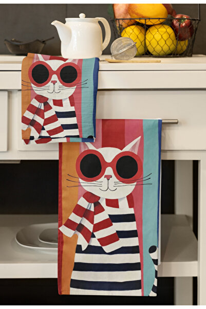 TOLLY PAW (Set of 4) Patterned Kitchen Towels 30×50 cm Microfiber Towels
