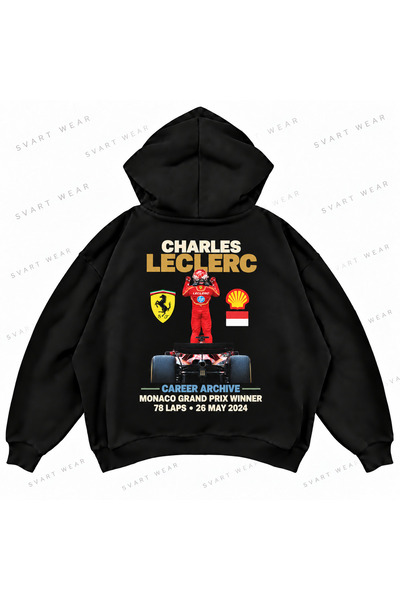 SVART WEAR Φούτερ με κουκούλα Charles Leclerc F1 με στάμπα, σε oversized boxy...