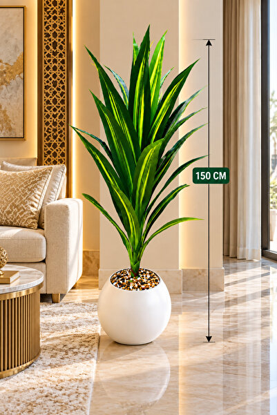 Generic Brand نبات دراسينا اصطناعي بطول 150 سم مع علامة ماركان بيضاء زخرفية ل...