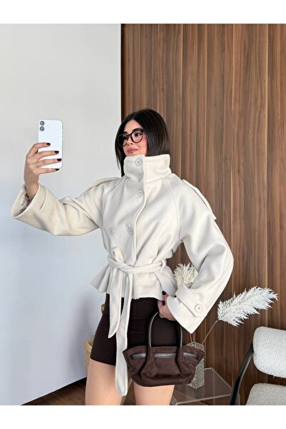 Friday Mood Tie-Necked Stand Collar Cashmere Coat