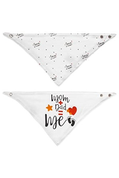 OEM "Mom & Dad" White Cotton Bib - Scarf for Newborns - 2pcs"