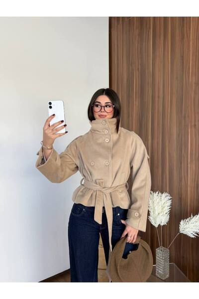 Friday Mood Tie-Necked Stand Collar Cashmere Coat